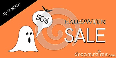 Halloween sale discount concept. Vector Illustration