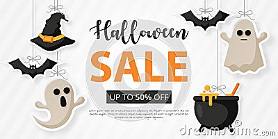 Halloween sale with flat icon. Vector Illustration