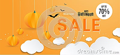 Happy Halloween sale promo banners designs. Vector Illustration