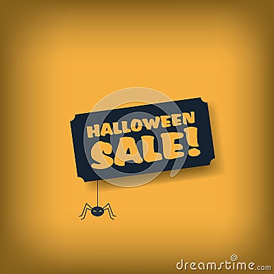 Halloween sale poster template. Advertising banner Vector Illustration