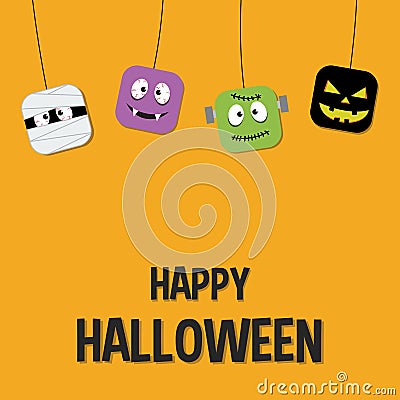 Happy Halloween Banner vector illustration. Cartoon Illustration