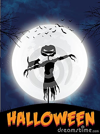 Halloween scarecrow silhouette theme - eps10 vector illustration. Vector Illustration