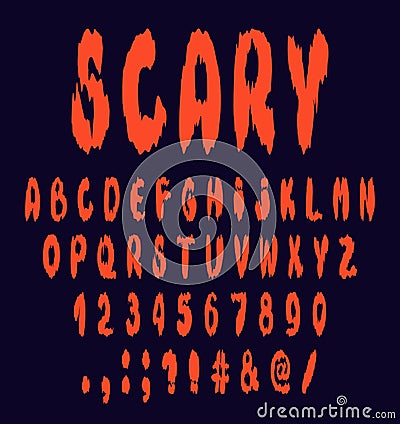 Halloween scary alphabet font vector illustration isolated Vector Illustration