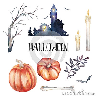 Halloween scary items set Stock Photo