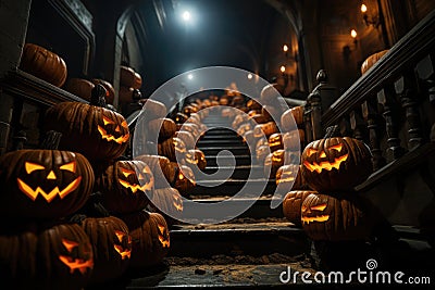 Halloween scary pumpkins on the Stock Photo