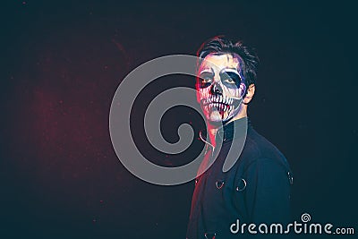 Halloween scary skeleton man portrait Stock Photo