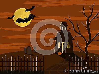 Halloween scene Vector Illustration