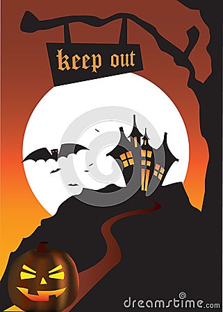 Halloween scene Vector Illustration