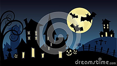 Halloween scene Vector Illustration