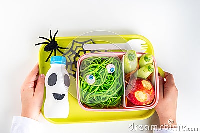 Halloween school kids lunchbox Stock Photo