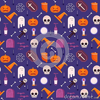 Halloween Seamless Pattern Background Vector Illustration