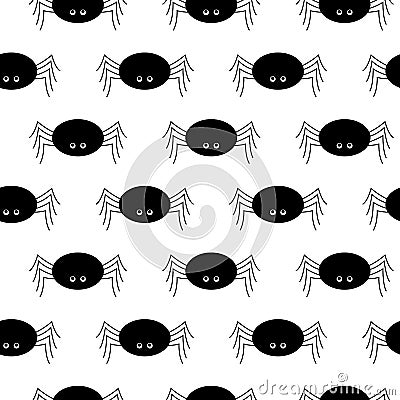 Halloween seamless pattern with cute black spider Stock Photo