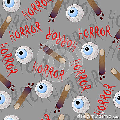 Halloween seamless pattern with fingers and eyes Vector Illustration