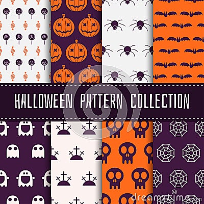 Halloween Seamless Pattern Set Vector Illustration