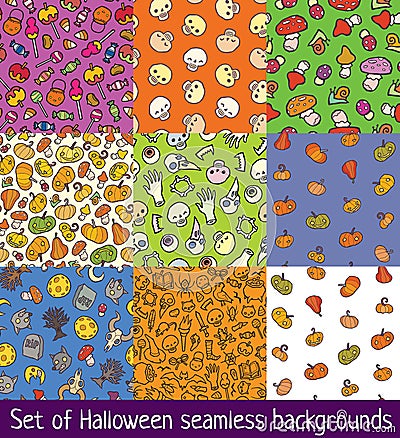 Halloween seamless patterns Vector Illustration