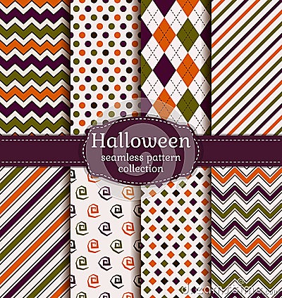 Halloween seamless patterns. Vector set. Vector Illustration