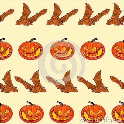 Halloween Seamless texture pumpkin and bat vector Vector Illustration