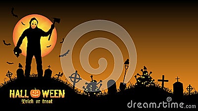 Halloween serial killer in a graveyard Vector Illustration