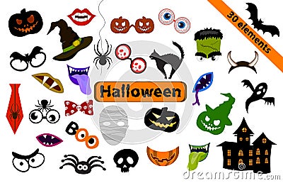 Halloween Design elements for party props. Vector Illustration