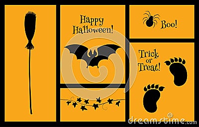 Halloween set of silhouettes bat Vector Illustration