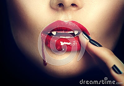 Halloween. vampire woman lips Stock Photo