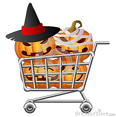 Halloween Shoppingcart Vector Illustration