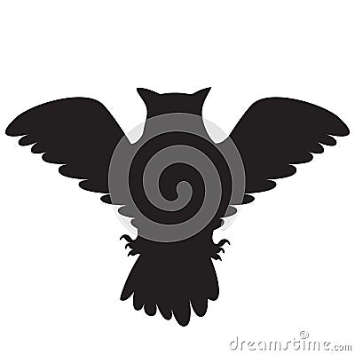 Halloween Silhouette Flying Eagle Owl Animal Body Vector Illustration