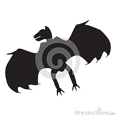 Halloween Silhouette Winged Vampire Animal Body Vector Illustration