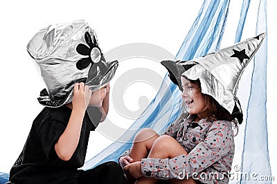 Halloween silver hats Stock Photo