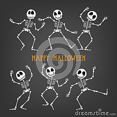 Halloween skeleton with assorted expressions. Vector Illustration