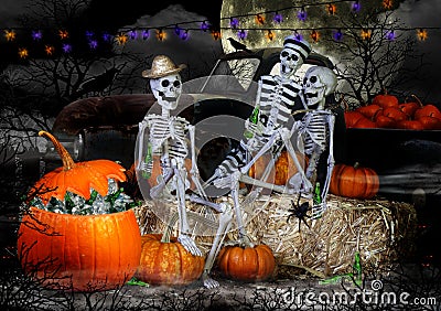 Halloween Skeletons Party Stock Photo