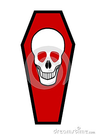 Halloween Skull Smiling In A Coffin Vector Illustration