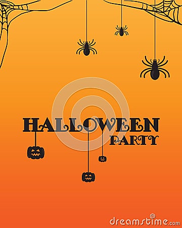 Halloween Spider and Pumpkins Wallpaper Vector Illustration