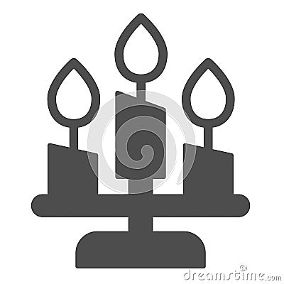 Halloween spooky candlestick, candle, candelabrum solid icon, halloween concept, deco vector sign on white background Vector Illustration