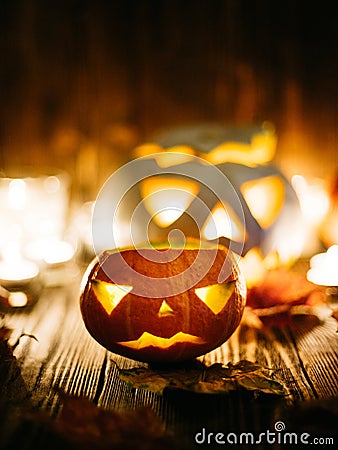 Halloween spooky jack-o-lantern Stock Photo
