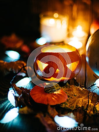 Halloween spooky jack-o-lantern Stock Photo