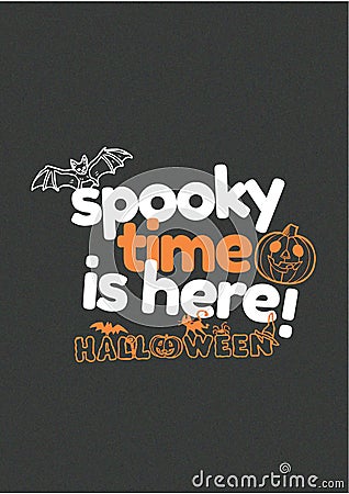 Halloween Spooky Time Pumpkin Vector Bat hallo ween Stock Photo