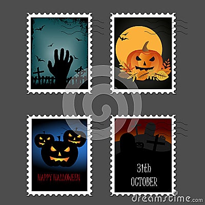 Halloween stamps Vector Illustration