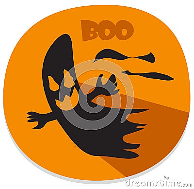 Halloween sticker with haunted spirit Vector Illustration