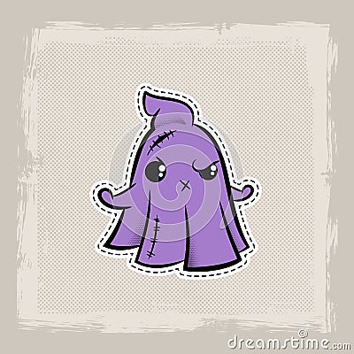Halloween stitch ghost phantom zombie voodoo doll Vector Illustration
