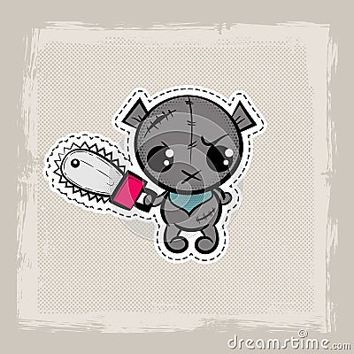 Halloween stitch zombie bear voodoo doll Vector Illustration