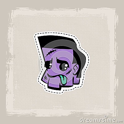 Halloween stitch zombie voodoo doll Vector Illustration