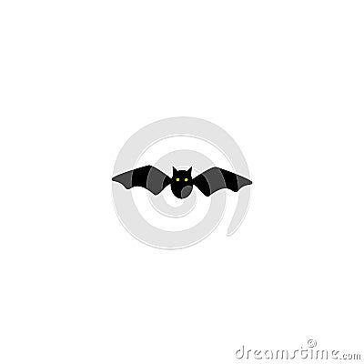 Halloween symbol. Icon of flying bat. Black bat. Silhouette. Cartoon. Vector illustration Cartoon Illustration