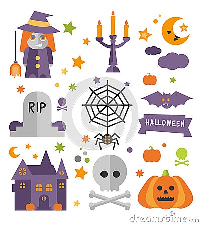 Halloween symbols collection Vector Illustration