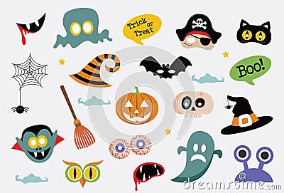 Halloween symbols and icons collection Vector Illustration