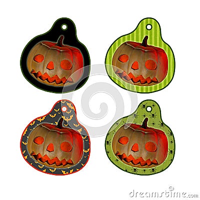 Halloween tags or labels with pumpkin Stock Photo