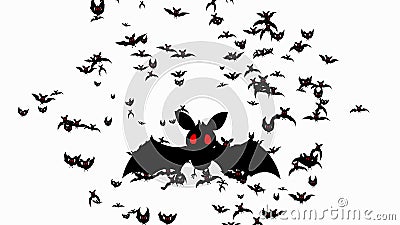 Halloween-thema overgang De witte achtergrond verandert in zwarte vleermuizen met rode ogen vector illustratie Halloween-thema overgang De witte achtergrond verandert in zwarte vleermuizen met rode ogen vector illustratie
