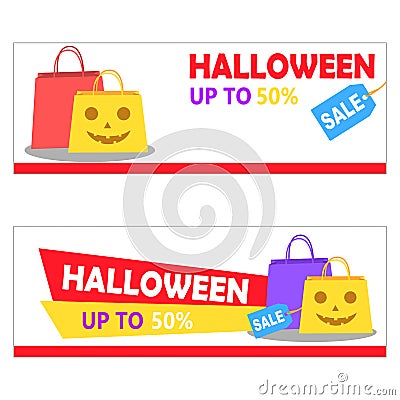 Halloween themed web shopping banners Vector Illustration