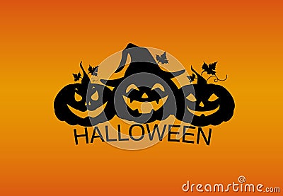 Halloween. Three Silhouette of a pumpkins. Vector. Greeting card Stock Photo
