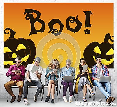 Halloween Trick Treat Spooky Creepy Pumpkin Concept Stock Photo